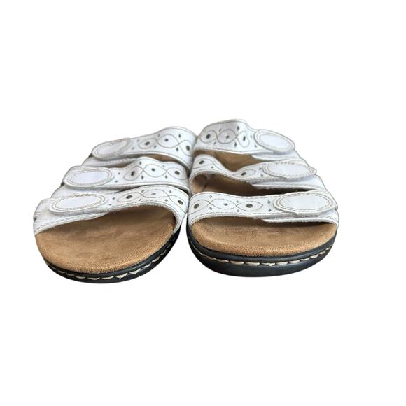 Clarks Collection Women’s White Leisa Cacti Leather Comfy Sandals Size 9.5 - Picture 4 of 12